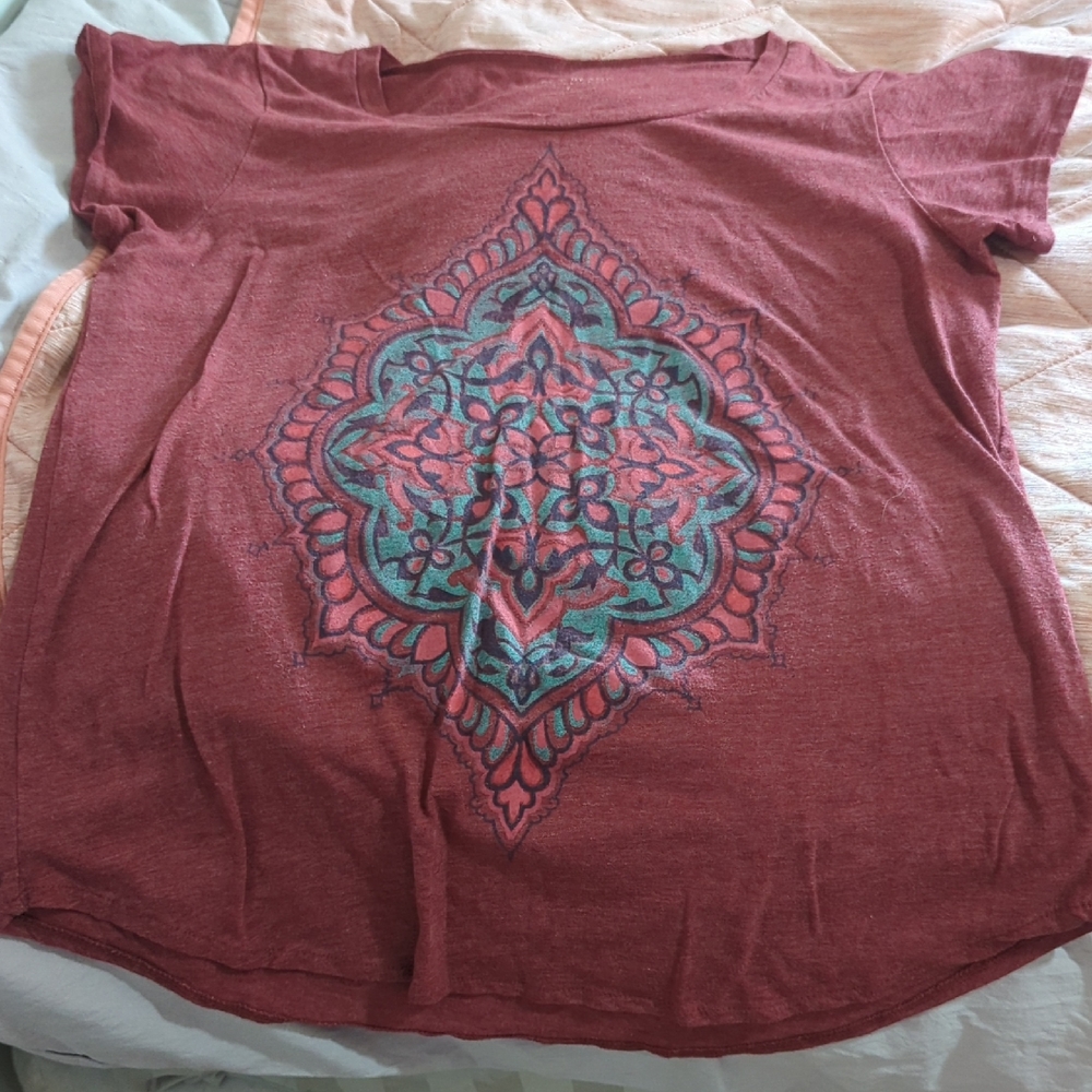 Lucky Brand Red Pink Graphic Short Sleeve T-Shirt